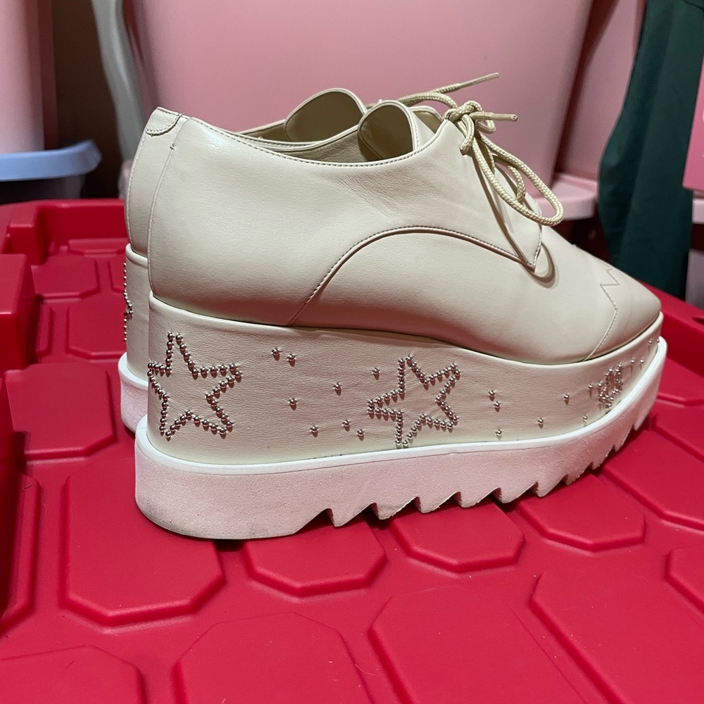 Stella McCartney Elyse Star Platform Derby Beige Vegan Leather Studded Stars 39 - Picture 4 of 10